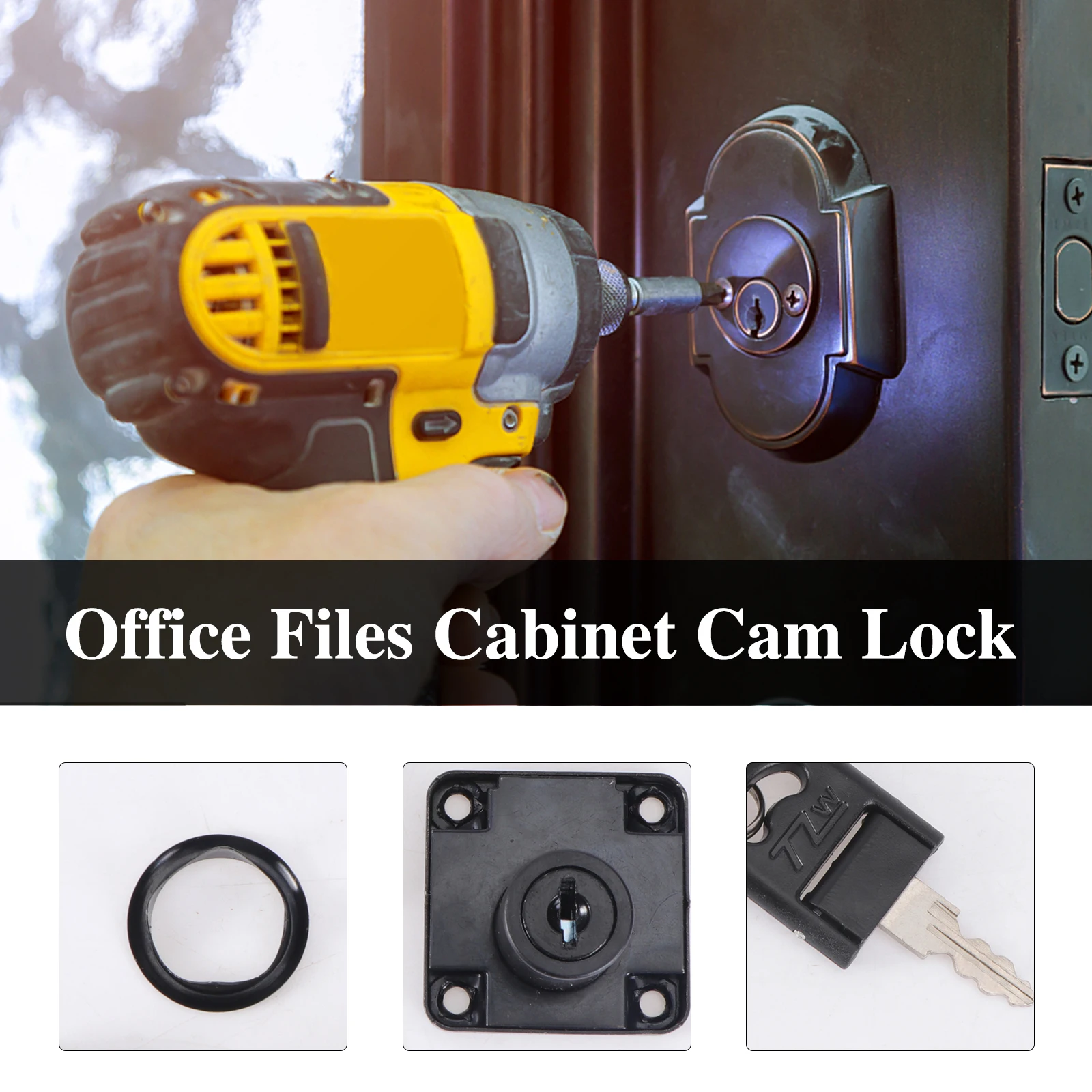 

Zinc Alloy Drawer Lock for Office Files Cabinet Cam Mailbox Thickened Durable Easy Install Replacement Furniture Lock