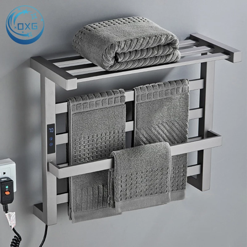 OXG Thermostatic Bathroom Electric Towel Rack Wall Mounted Electric Heated Towel Rack for Bathroom, Built-in Timer