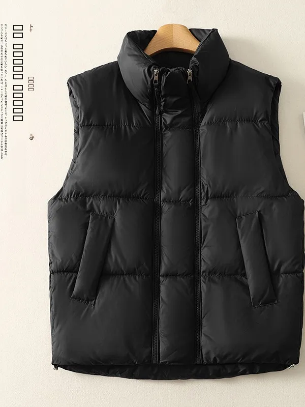 Chaleco de algodón con doble cremallera para mujer, ropa de abrigo cálida para otoño e invierno, artículo hecho a medida coreano