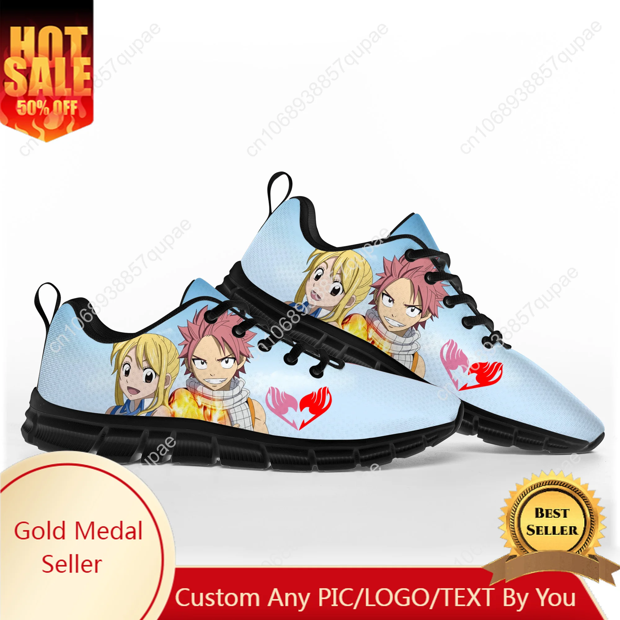 Anime Fairy Tail Natsu Dragneel Sports Shoes Mens Womens Teenager Sneakers Casual Custom High Quality Couple Shoes