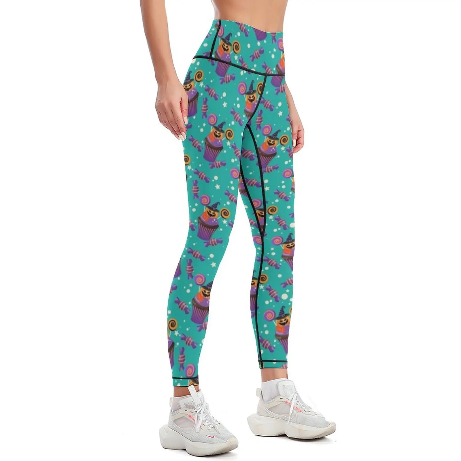 Halloween Costumes 2021 - Trick or Treat Halloween Candies and Cupcake Leggings legging gym Womens Leggings