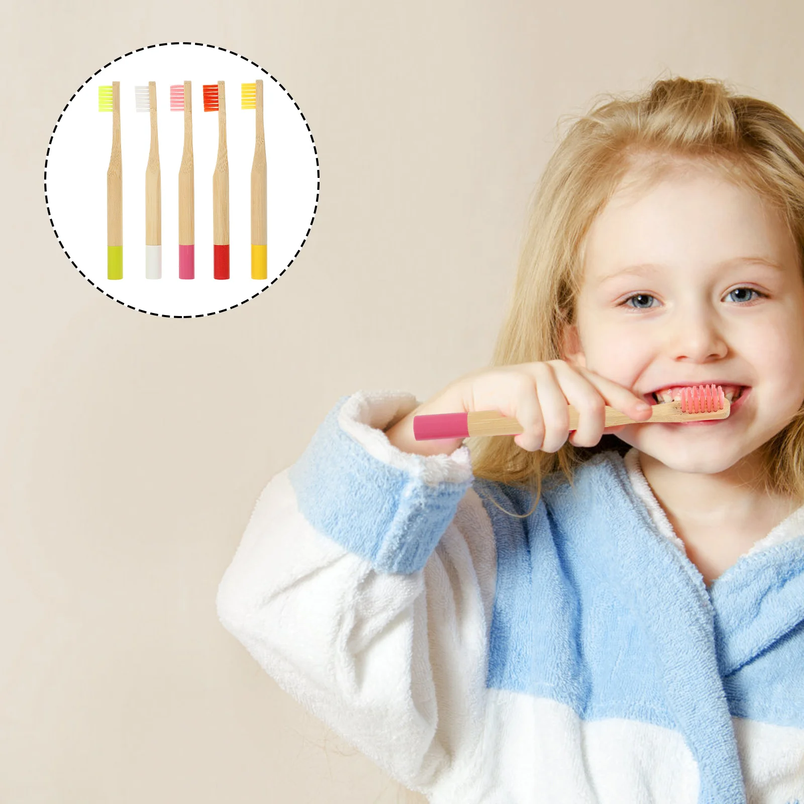 

5 шт., набор зубных щеток с мягкой щетиной и бамбуковым углем для детей, гибкая головка, повышает между зубами, эргономичная ручка для ежедневного использования