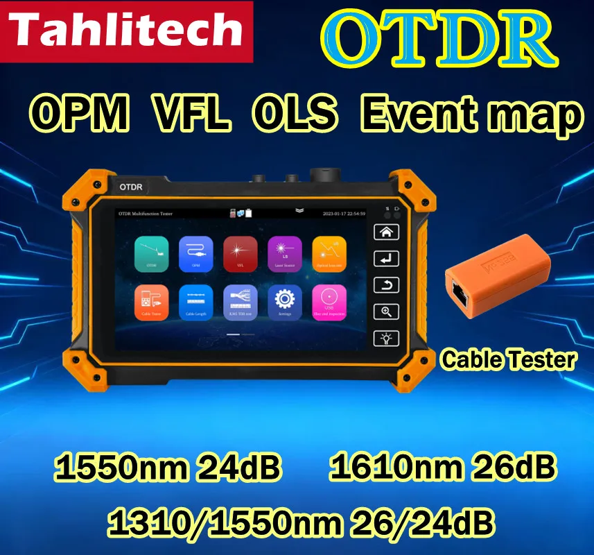 Fiber Optic Fault Detector Optical OTDR Tester Power Meter For OPM VFL OLS Event Map Ethernet Fiber 100km Test RangeCable Tester