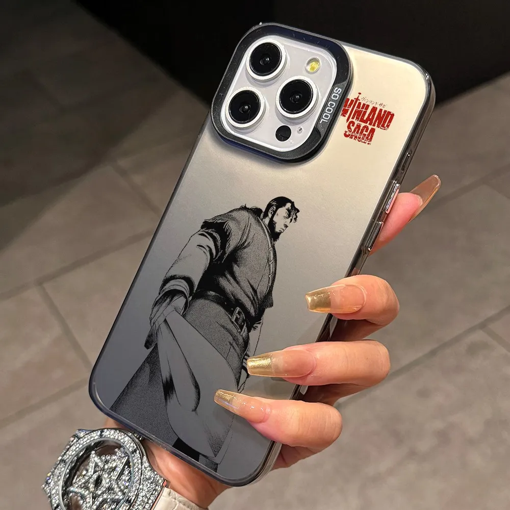 Schwarze Vinland Saga Handyhülle für Apple iPhone 18 17 Air 16 16e 15 14 Plus 13 12 11 Pro Max Matt Silber Hartschale – Detail 8