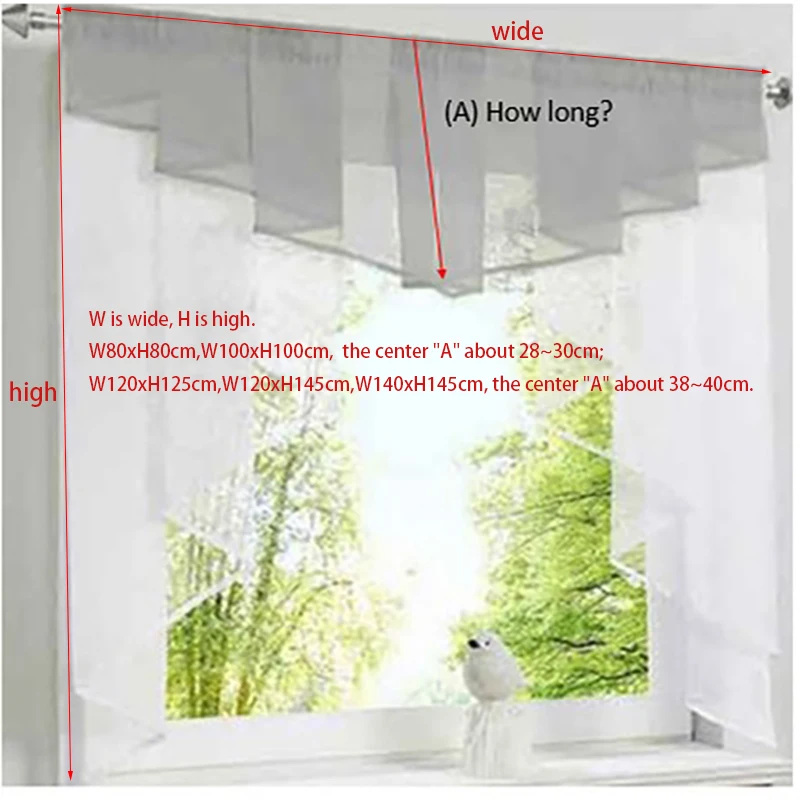 Tulle Kitchen Curtain For Window Balcony Rome Pleated Design White Green Color Sheer Short Valance Tulle Roman Curtain Short