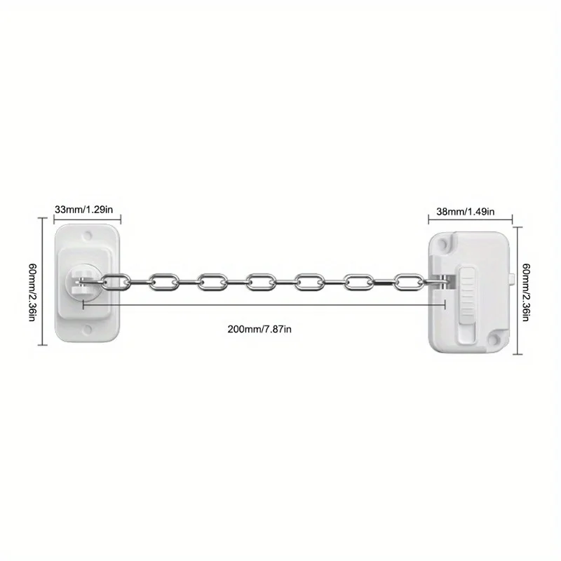 1Pc Window Frame Safety Chain Lock Self Adhesive Window Limiter Lock No Drilling Adjustable for UPVC Wooden Sliding Window