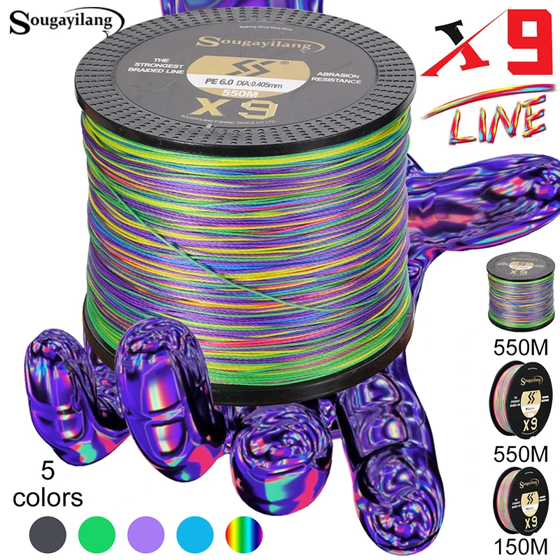 Sougayilang X9 Braid Fishing Line Abrasion Resistance Multifilament Pe Line 17-97LB Drag for Saltwater Sea Fishing Accessories