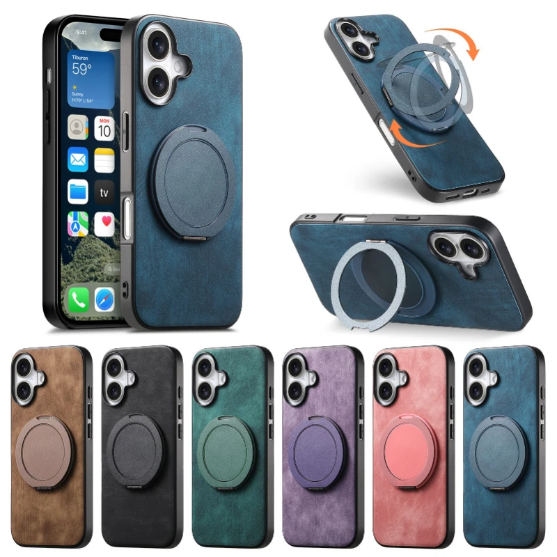 360 °   Drehbarer Unsichtbarer Ständer Magnetische Handyhülle für MagSafe iPhone 17 16 15 14 13 12 Pro Max Plus 16E 17Air MacSafe Cover