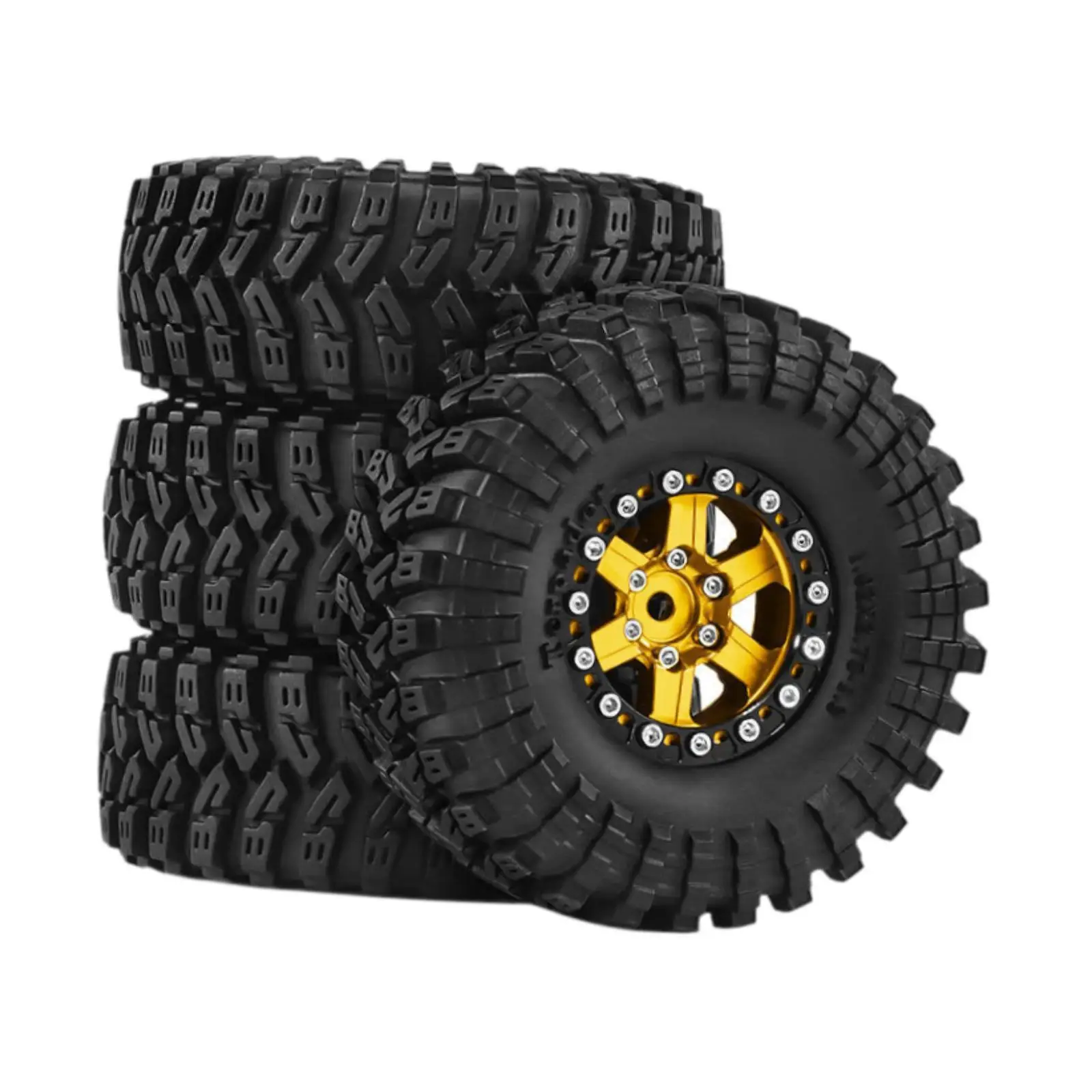 

4Pcs 1/18 1/24 RC Crawler Car Wheels and Tires, Portable, Aluminum Alloy Durability RC Car Part Replacement Accessory for TRX4M