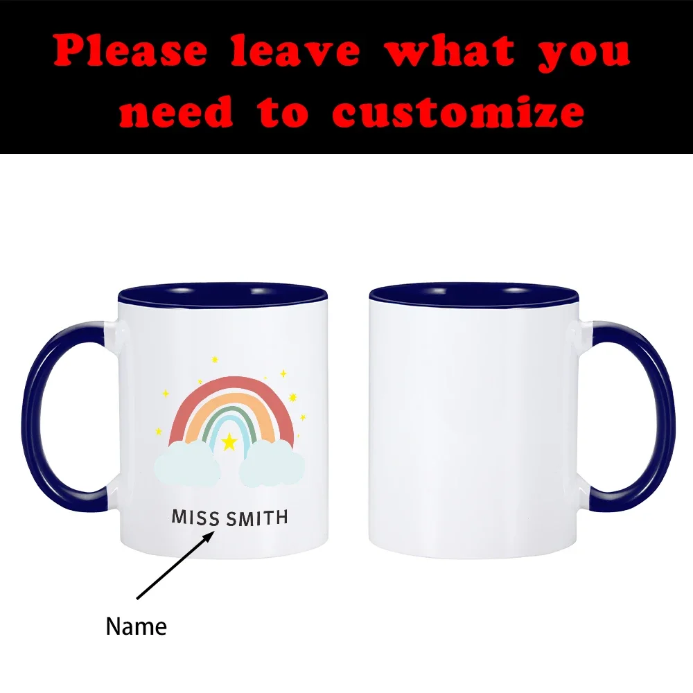 Teacher Present Rainbow Personalised Mug Coffee Mug with Name Best Teachers Thank You Customized Milk Tea Mug Gift Teacher's Day