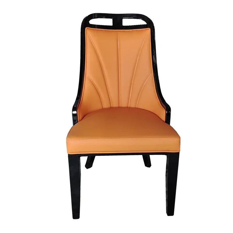 

Light luxury high-end modern solid wood chair soft bag backrest dining chair home hotel box restaurant chair leather PU