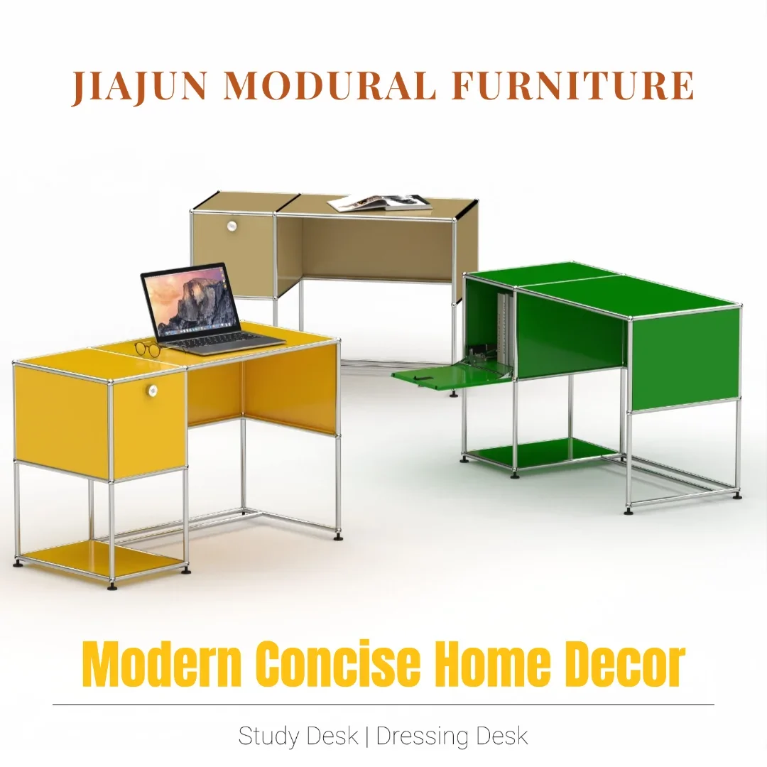 

Modern Modular Metal Desk with Storage Cabinet Open Frame Writing Table