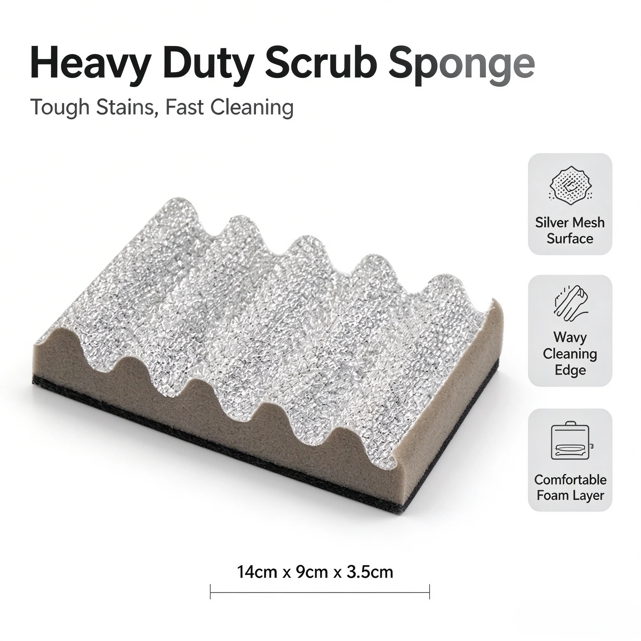Wavy Edge Cleaning Sponges,Double-Sided Scrub Sponges with Scouring Pad,Heavy Duty Kitchen Sponges for Dishes,Household Cleaning