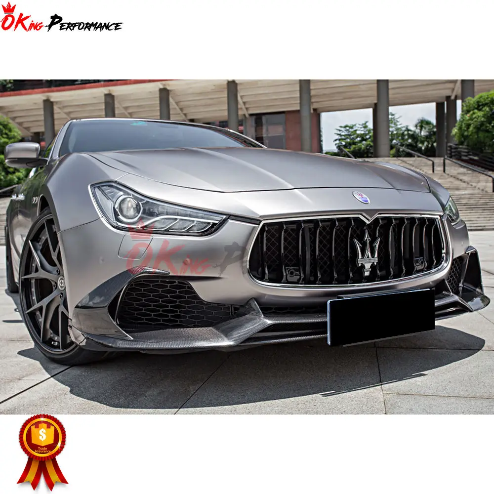 PKZ Style Carbon Fiber Front Splitter For Maserati Ghibli Front Bumper Lip