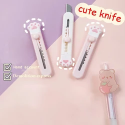 Portable Cute Mini Art Utility Knife Cartoon Cat Paw Cutter Express Box Paper Envelope Opener Blade Stationery School Supplies