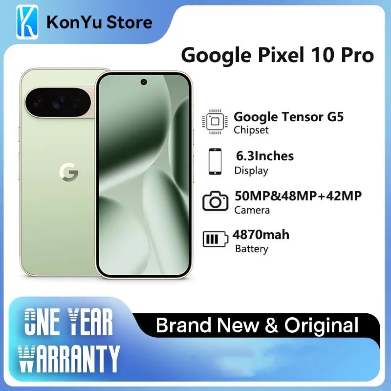 Google Pixel 10 Pro with Gemini, Tensor G5 Triple Rear Camera System, Fast-Charging 24+ Hour Battery 4870 mah 6.3