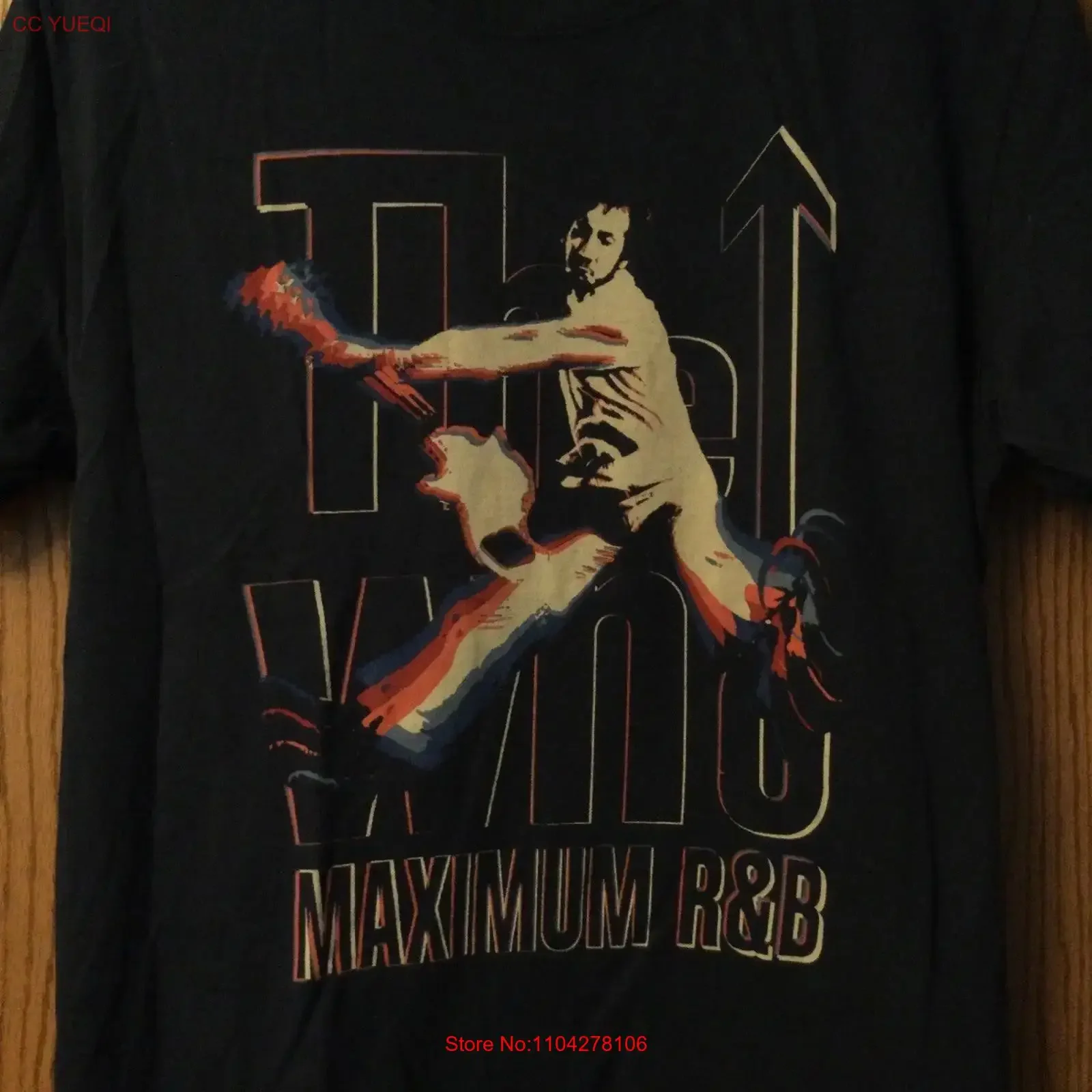 The Who Maximum R B Pete Townshend Image Blue T Shirt 2 Sided XL vintage Washed streetwear Soft fashion Stylish Slightly homme