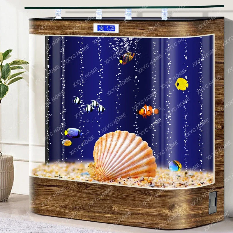 Fish Tank TV Cabinet Side Light Luxury Floor Partition Medium Household Lazy Aquarium