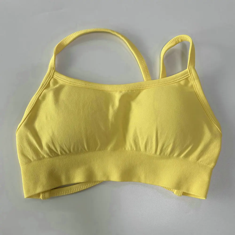 Pericic Damen Nahtloser Yoga-BH Rückenfreier Sport-BH Gepolstertes Sexy Top Kreuzrücken Gym Crop Top Fitness Sportunterwäsche – Detail 7