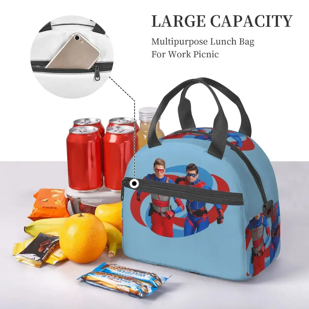 Henry Danger - Action Log Insulated Lunch Bag for School Bento Storage Food Boxes Portable Cooler Thermal Lunch Box Tote