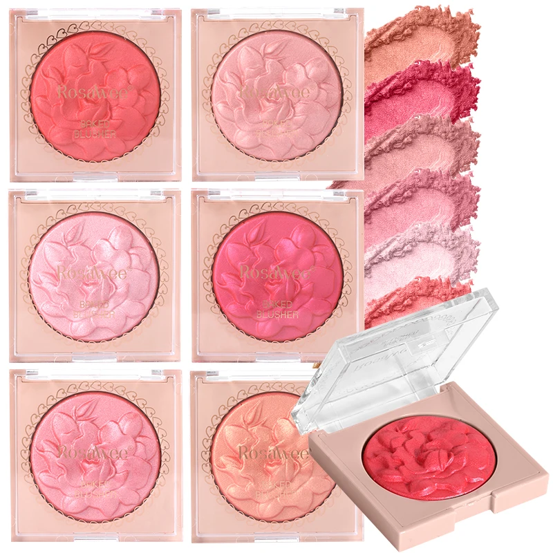 Surligneur blush brillant multicolore, processus de cuisson, effet de maquillage hydratant et brillant, léger et facile à colorer avec texture, éclaircissement du visage, avec effet éclaircissant nacré, palette de fard rose