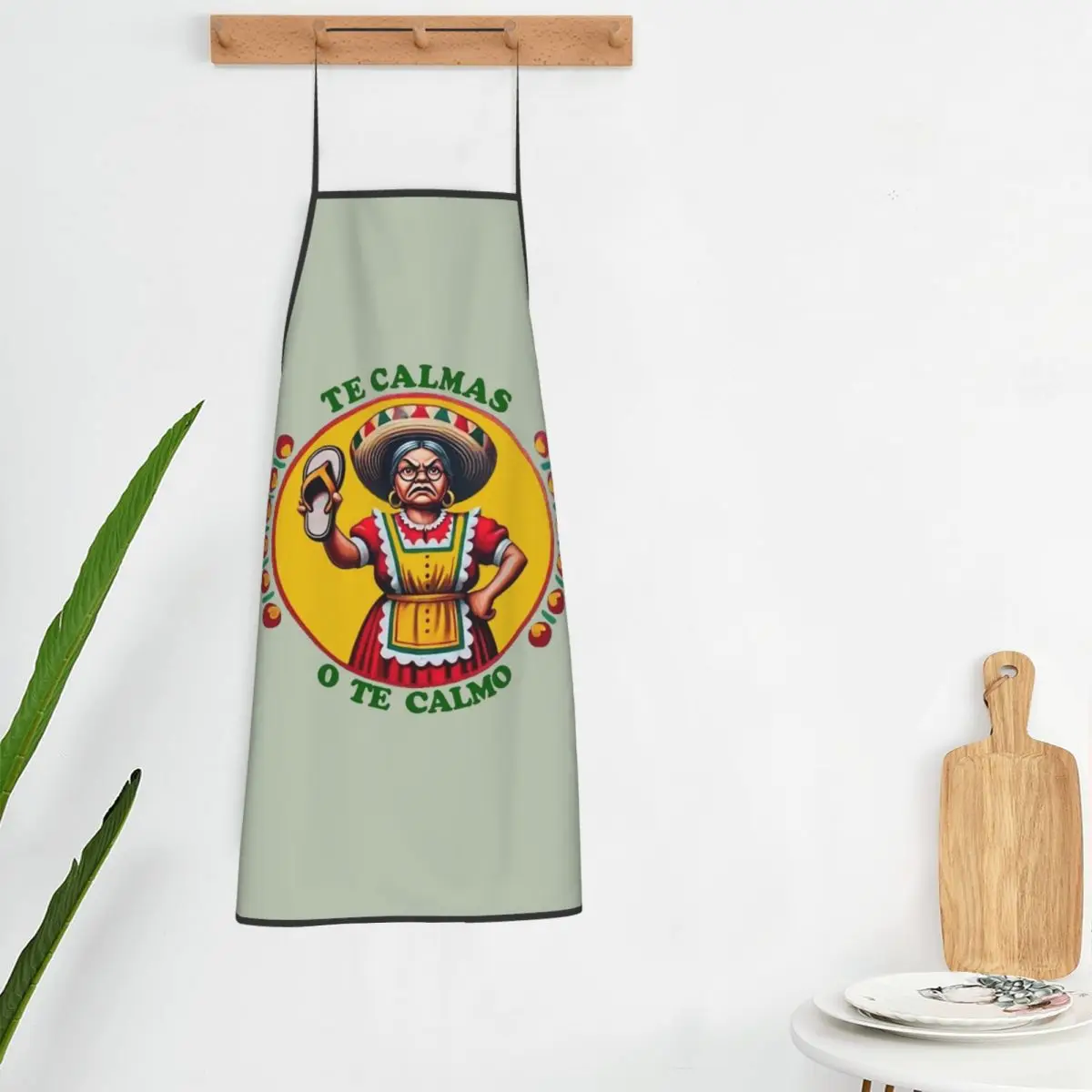 Mexican Te Calmas O Te Calmo Design Apron Chef Cooking Baking Tablier Bib Kitchen Cleaning Pinafore for Women Men Gardening