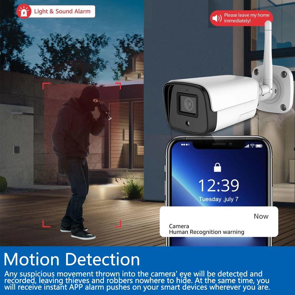 5MP 투야 스마트라이프 WIFI IP 카메라 오디오 녹음 인체 감지 지원 128G SD 카드 IP66 방수 불릿 카메라 CCTV 카메라