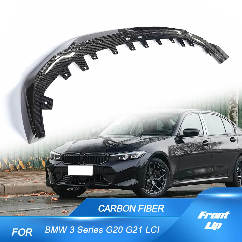 

Car Front Bumper Lip Spoiler for BMW 3 Series G20 G21 LCI 2023-2025 Carbon Fiber Front Lip Chin Apron Body Kit 2PCS