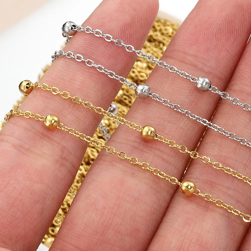 2Meter Stainless Steel Beads Chains for Jewelry Making DIY image 3