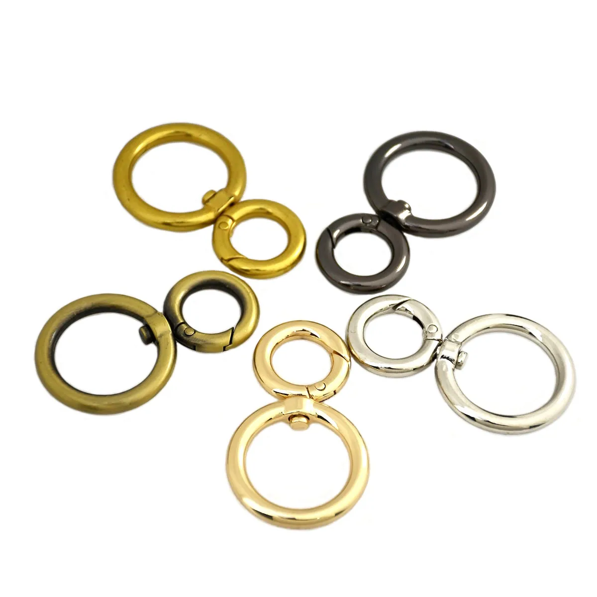 

1pcs Metal Snap Hook Double Circle Spring Gate O Ring Clasps for DIY Bag Strap Belt Connecting Hardware Accessory 5 Colors