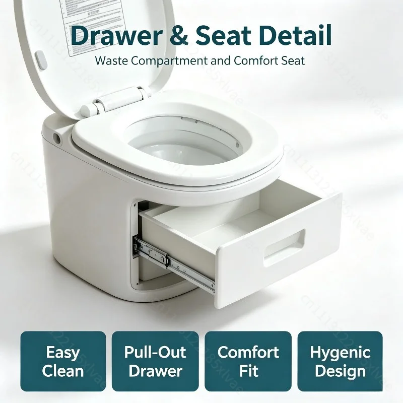 For Portable Waterless RV Toilet, Compact Odor-proof No Pipeline Toilet for Camper Van, Outdoor Camping & Travel Use
