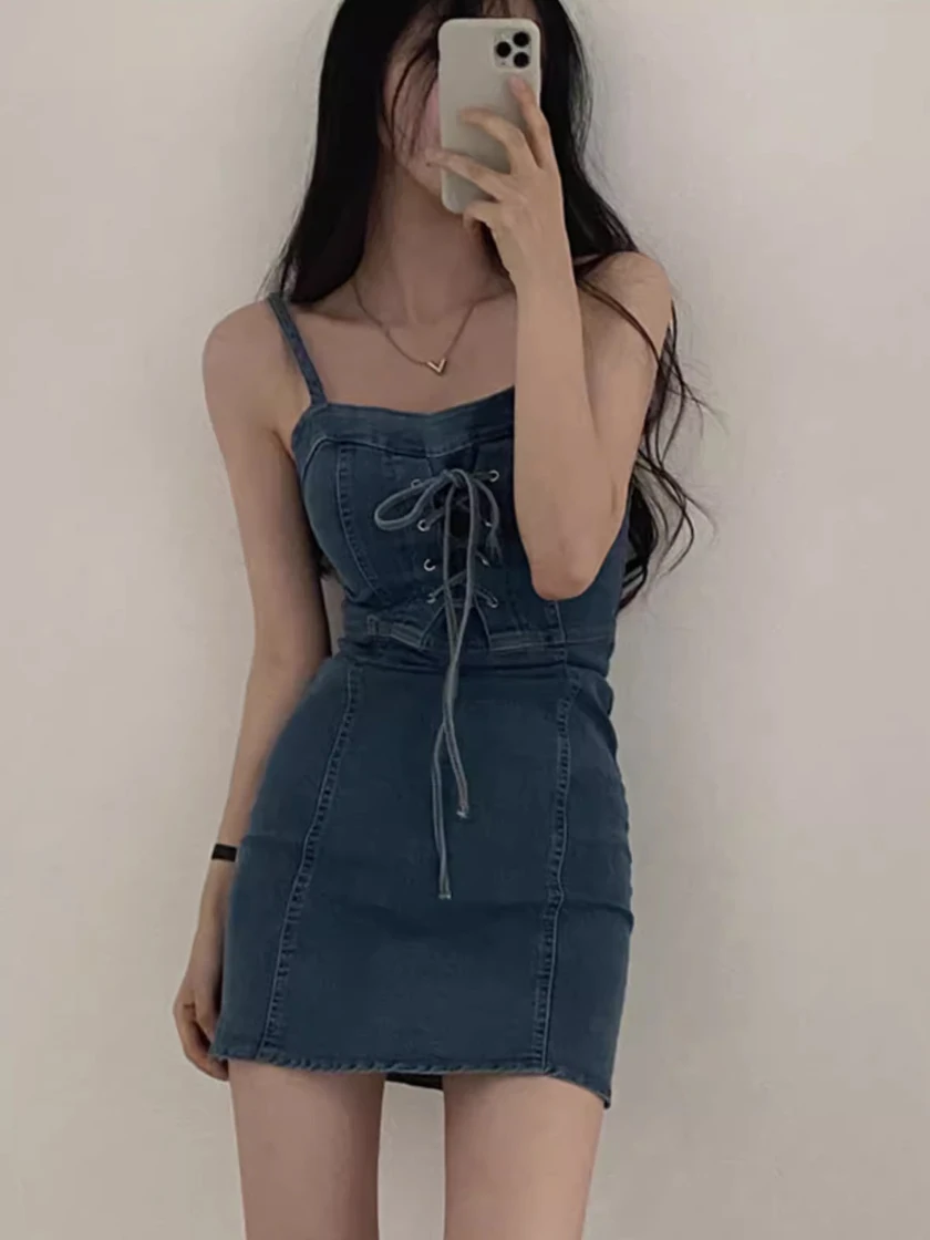 Sommer Chic Design Sinn Belted Abnehmen Sexy ort Denim Dr frauen A-linie Rock Hohe Taille Koreanische Sle Pendeln Dr