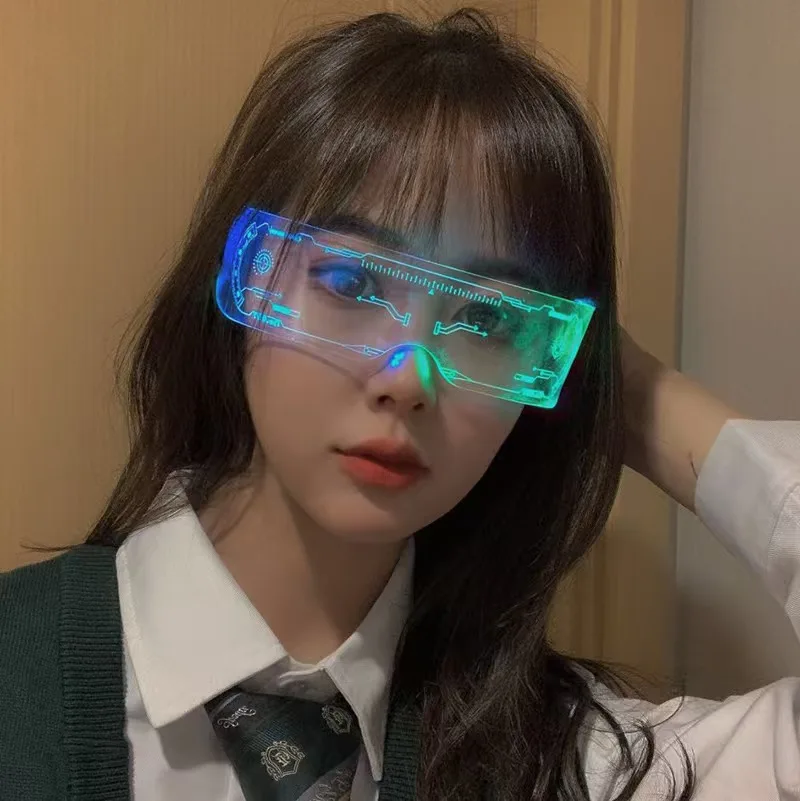 نظارات ألعاب متوهجة ملونة، نظارات حفلات أعياد الميلاد، مهرجان موسيقى الألعاب، نظارات تقنية عيد الميلاد، ديسكو الخيال العلمي