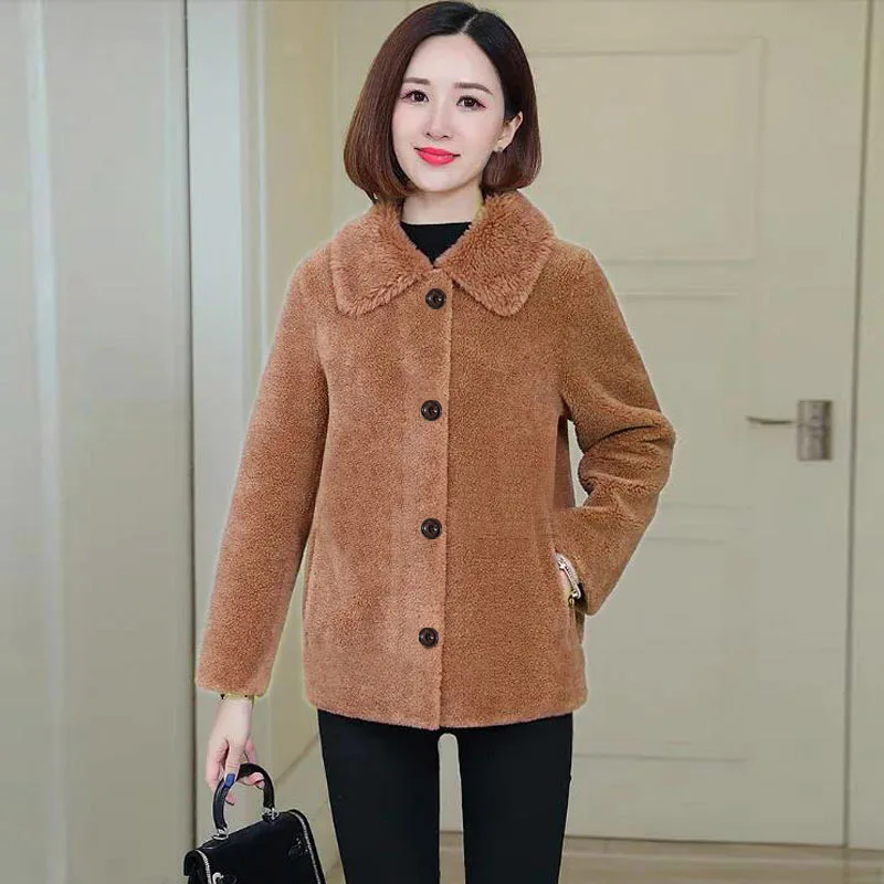2025 Women's Clothing Thickened Lamb Wool Faux Fur Coat  Winter New 1205