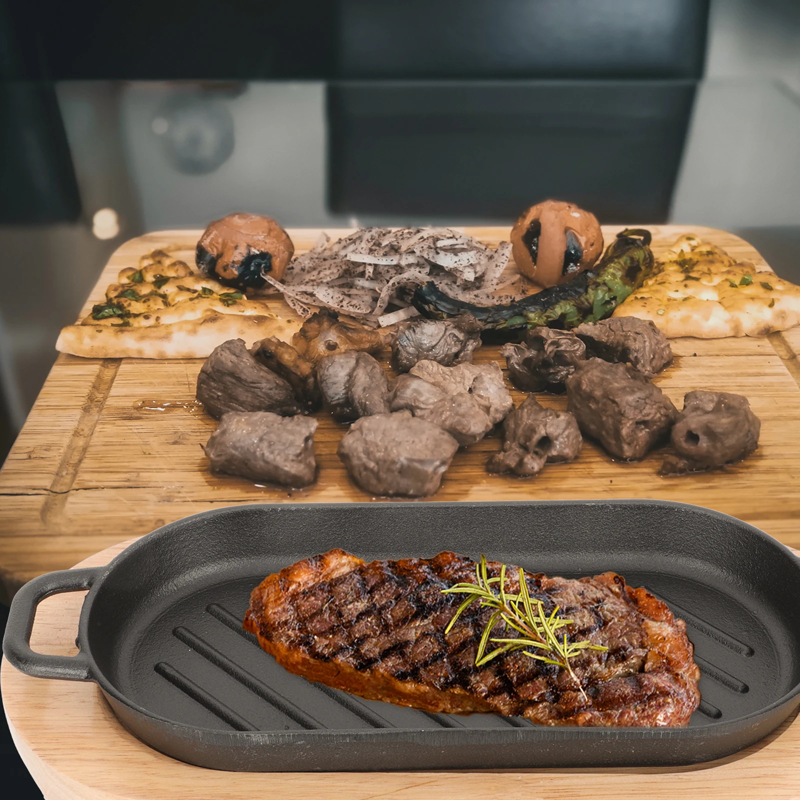 

Cast Iron Non Stick Steak Plate 22x11 Mini Fish Plate 2cm Deep Nonstick Steak Grill Pan Barbecue Roasting Tool Kitchen