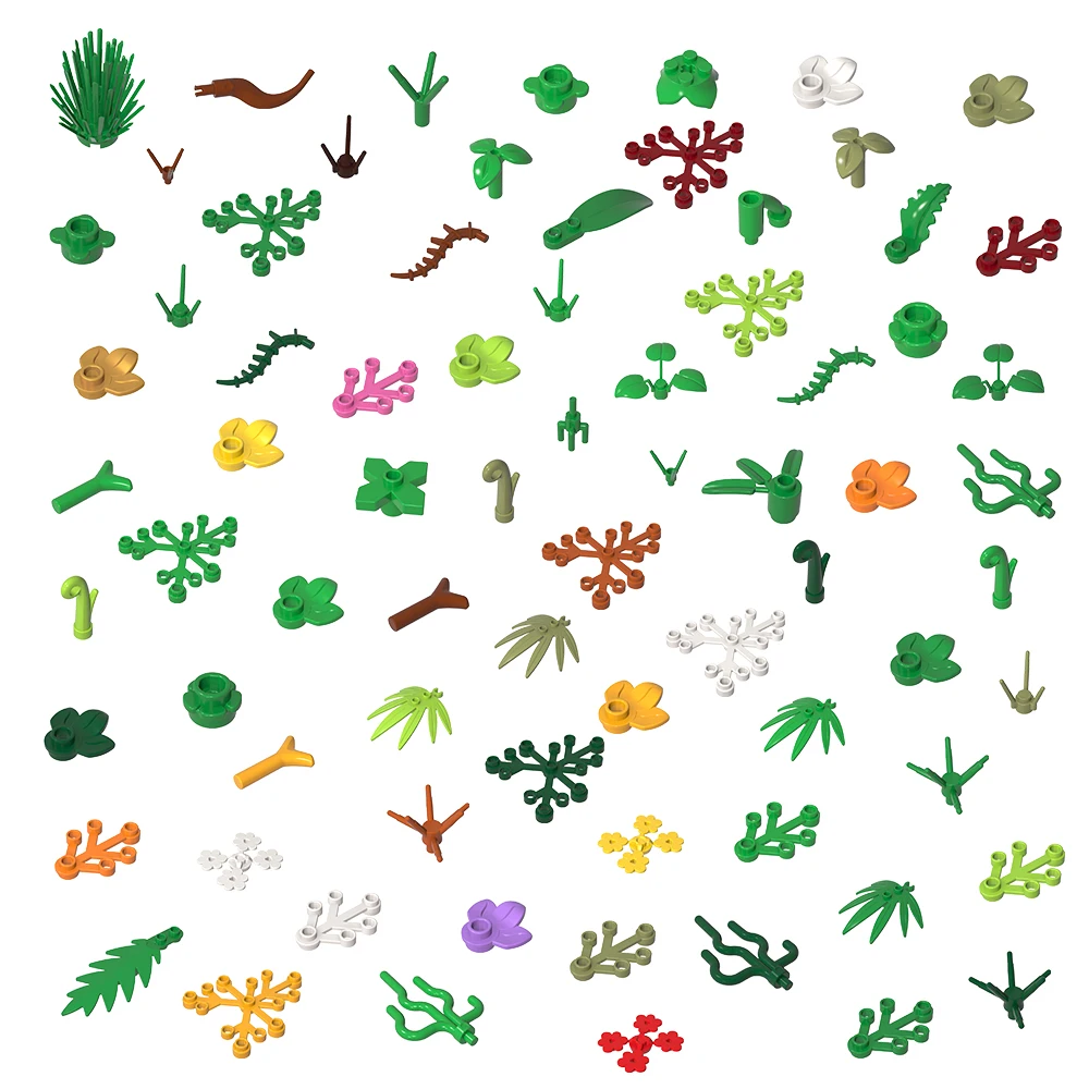 30 قطعة النباتات 37695 أجزاء جذع أوراق الشجر 2417 بتلات الزهور MOC نموذج مشهد حديقة الغابة 32607 24866 3741 مجموعات ذاتية الصنع كتل الألعاب
