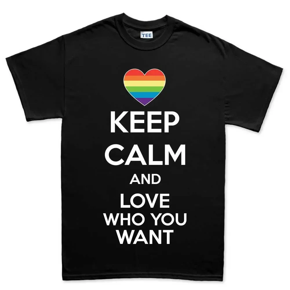 Mens Keep Calm Love Who You Want Lgbtq Valentine T Shirt Top