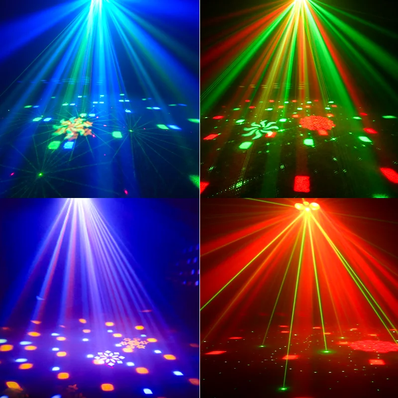 Lampu pesta DJ disko 4-in-1, lampu strobo karnaval, pencahayaan panggung remote kontrol suara DMX, proyektor, lampu ambient