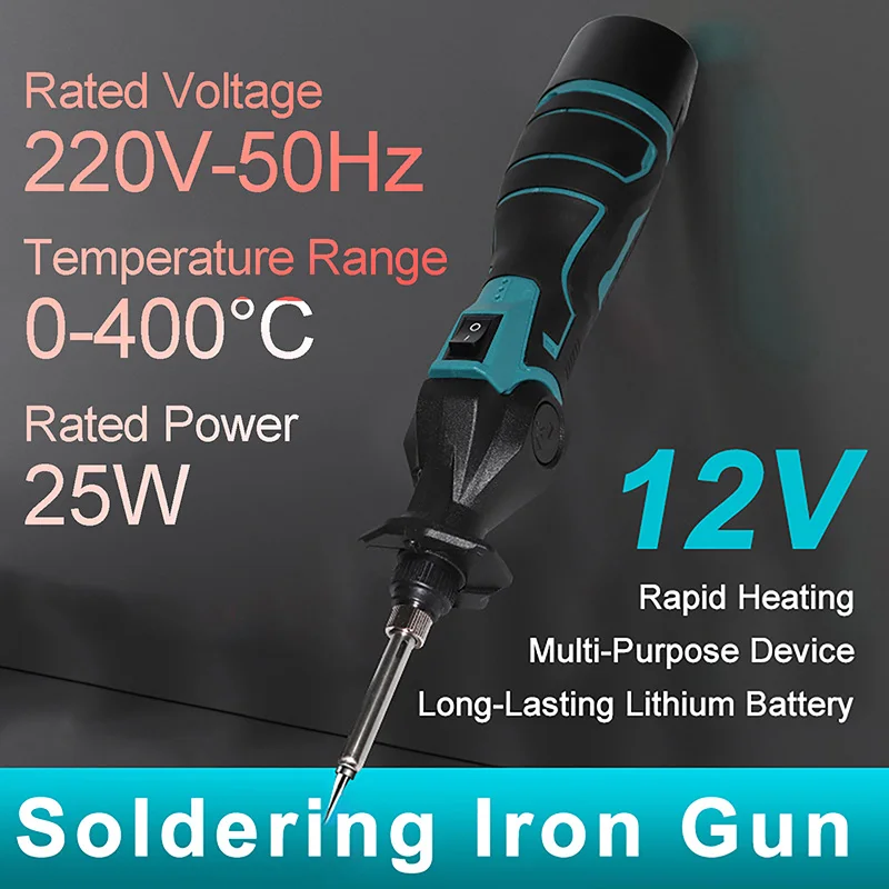 Electric Soldering Iron With 12V Lithium Battery Adjustable Angle 0–90° Constant-Temperature Solder Gun Welding Tool EU Charger