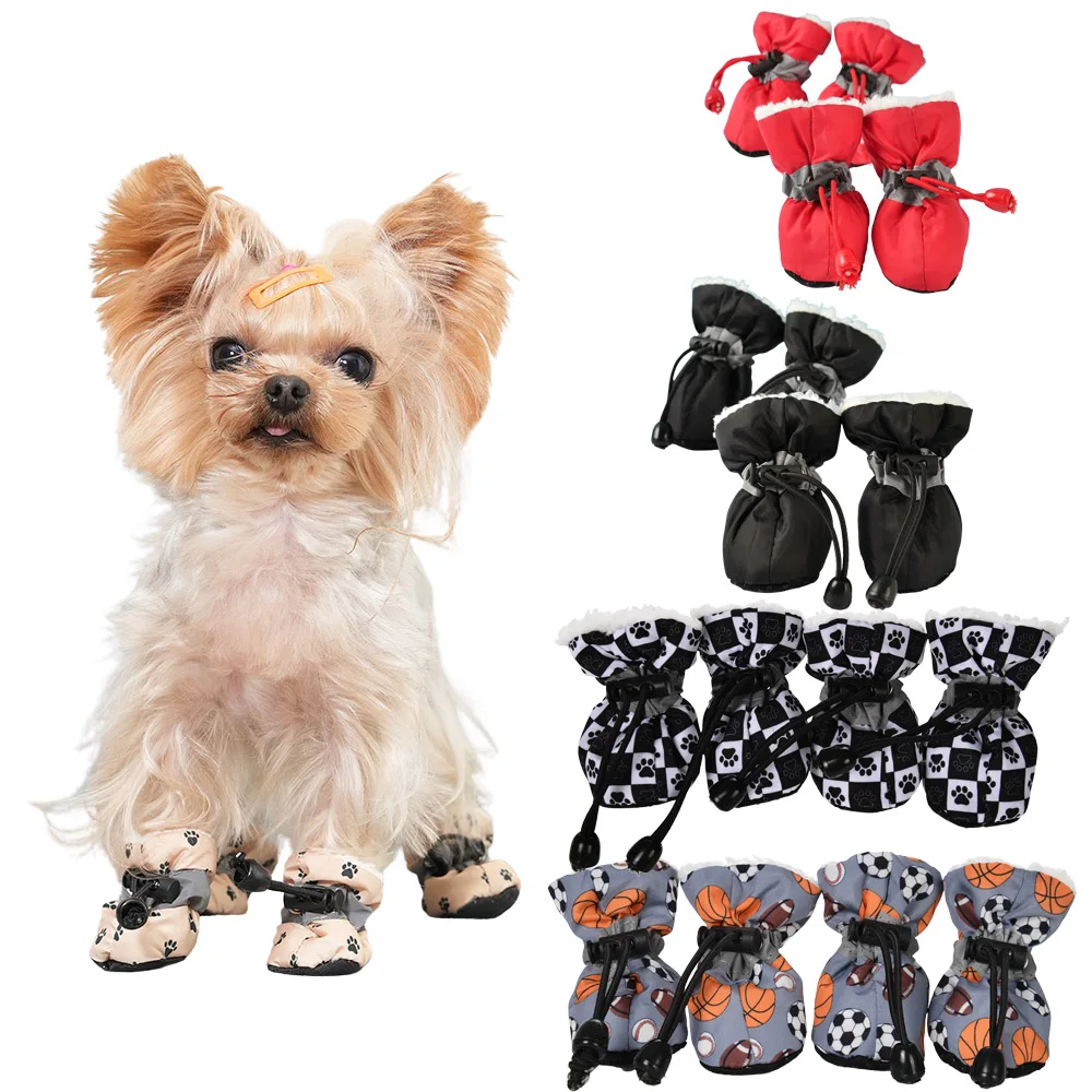 Winter Warm Dog Shoes For Small Cats Dogs Outdoor Waterproof Anti-slip Reflective Pet Boots Yorkshire Chihuahua Pug Supplies