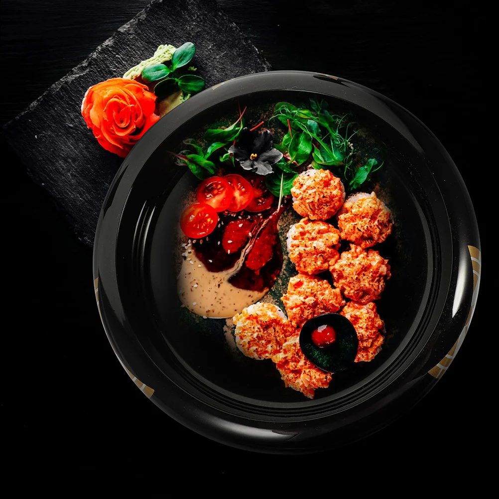 

Sushi Serving Plate Plastic Round Smooth Surface Food Display Dish Party Dining Tray Sushi Plate Japanese Sashimi Dish