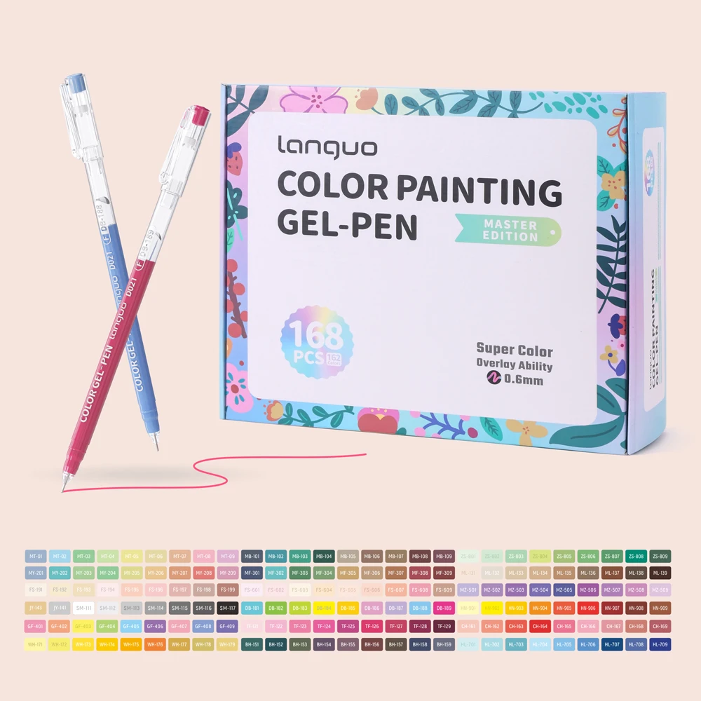 168 Pcs/Set Master Edition Colored Painting Gel Pen 162 Colors with Case Large Capacity Art Line Sketch Drawing  Coloring Pens