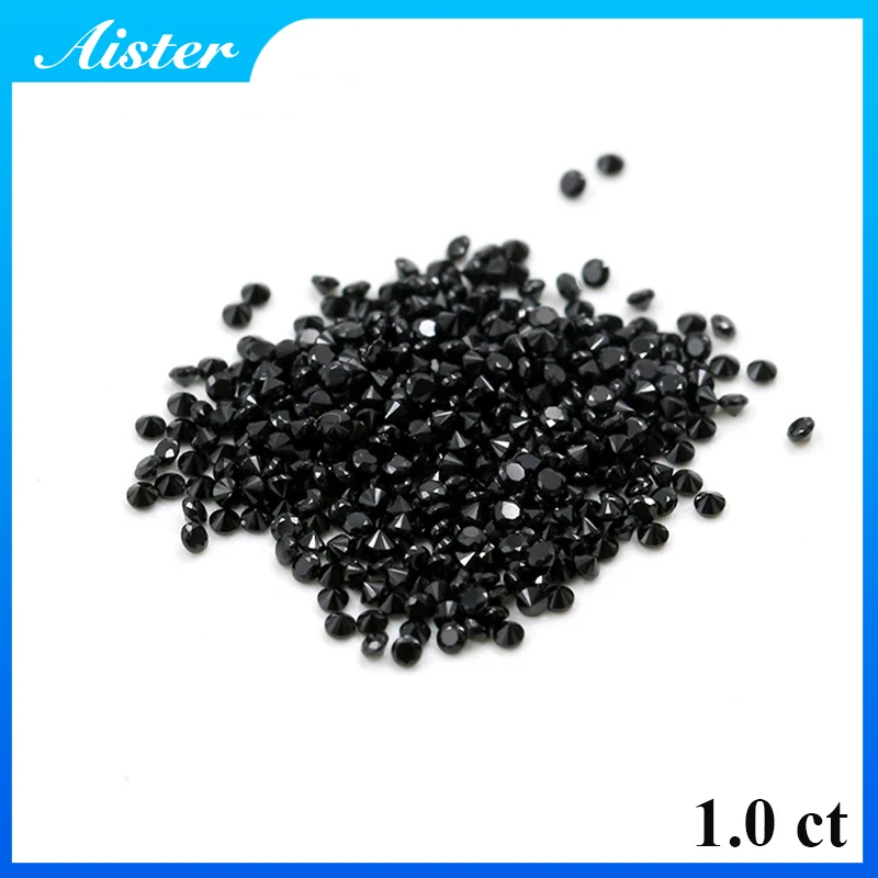 Natural Black Color Moissanite Loose Stones Small Sizes from 0.7mm to 2.9mm (1.0ct / Pack)