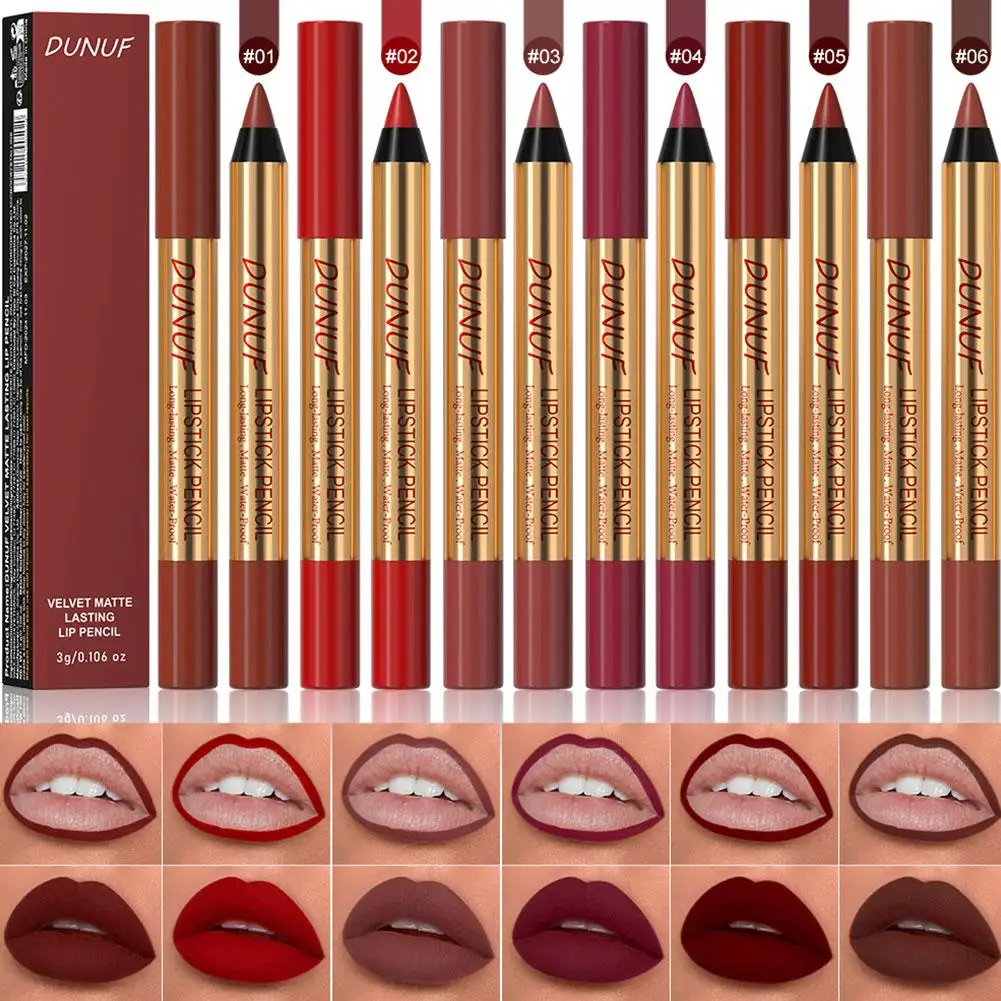 El bolígrafo Mute Gloss Ground Mouth Red Lip Line es de doble uso. Y la superficie es de secado, textura para un terciopelo fácil, se aplica no es suave Mi J5W1
