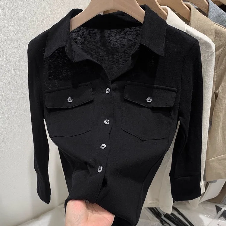 Casual ey Long Sve  Collar Jaet Women's Layering Outerwear Spring Autumn New Sle American INS Windbreaker irt