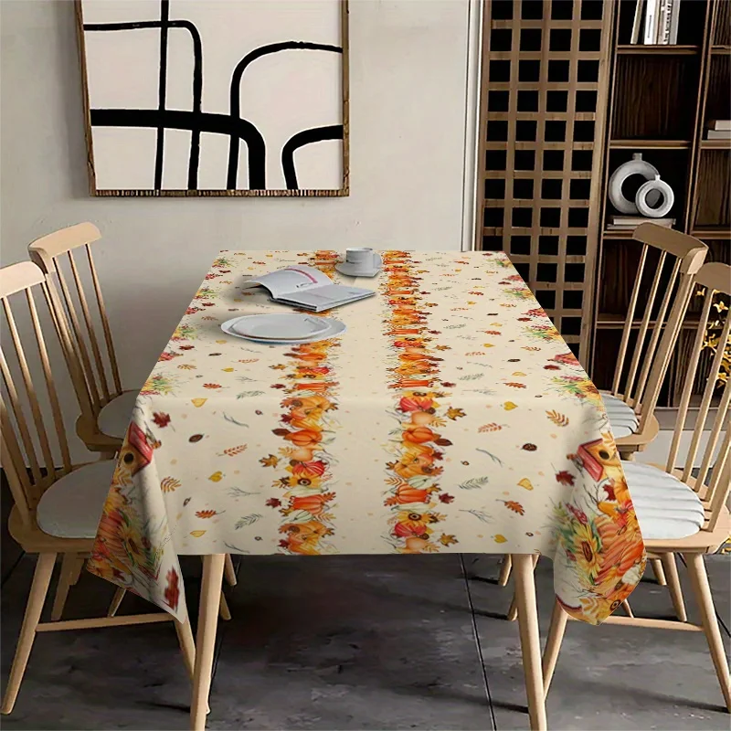 1pc Autumn Thanksgiving Tablecloth - Rectangular - Suitable for Holiday Parties and Picnics for Decorationzyc