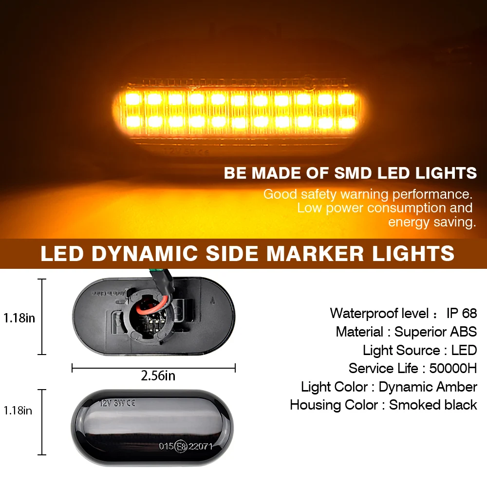 For Dacia Duster Renault Megane 1 Clio1 2 KANGOO ESPACE Smart Fortwo 453 Side Marker Fender Light LED Dynamic Turn Signal Light - Image 2