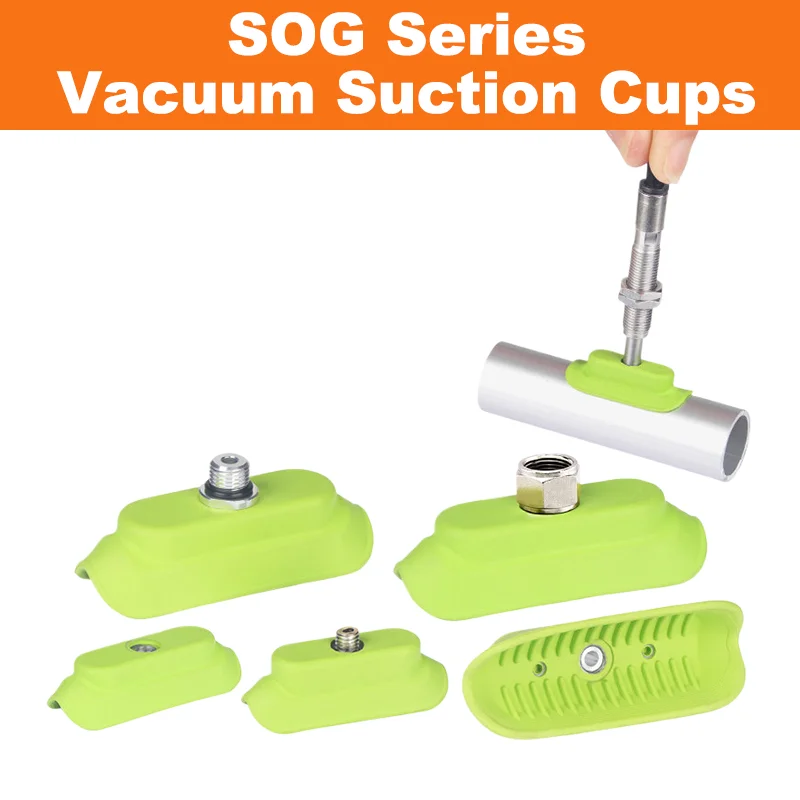 SOG Series Oval Vacuum Suction Cup with Groove Ribs SOG15X40N-M5F for Grasping Strip Tubular Cylindrical Workpieces Battery Cell