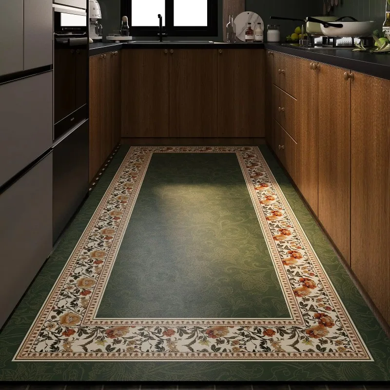Retro Kitchen Floor Mats, New Upgrade Anti-slip Water Absorbent Foot Mat, Decorative Rug for Kitchen Home Use