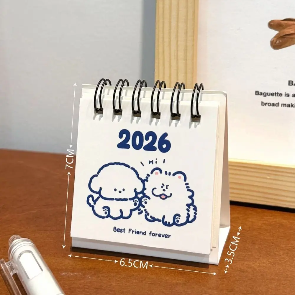 Nuovo Mini 2026 Calendario da tavolo Cartone animato portatile Pianificatore mensile Calendario Piano Libro Ornamenti da tavolo